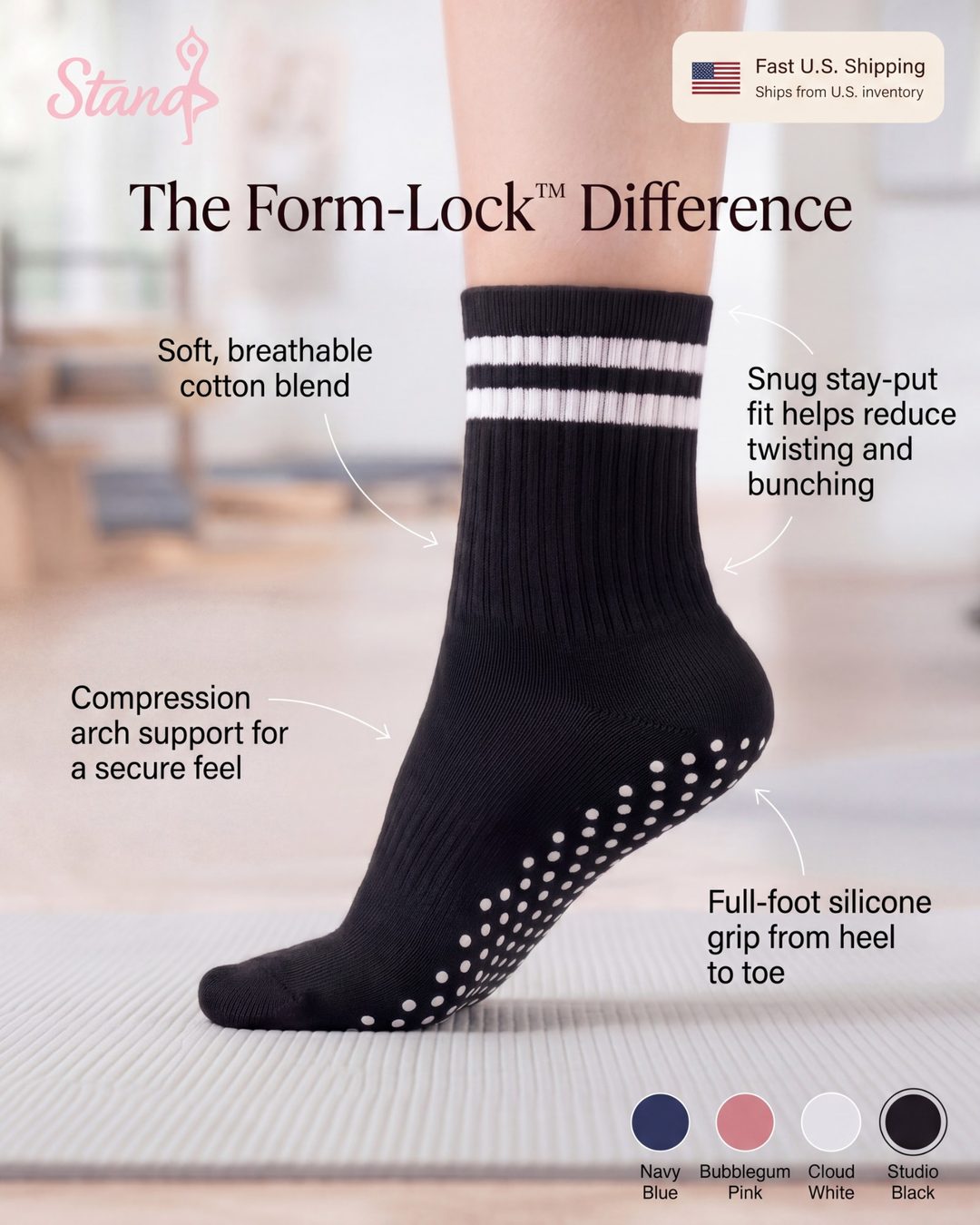 Stand Form-Lock Grip Socks